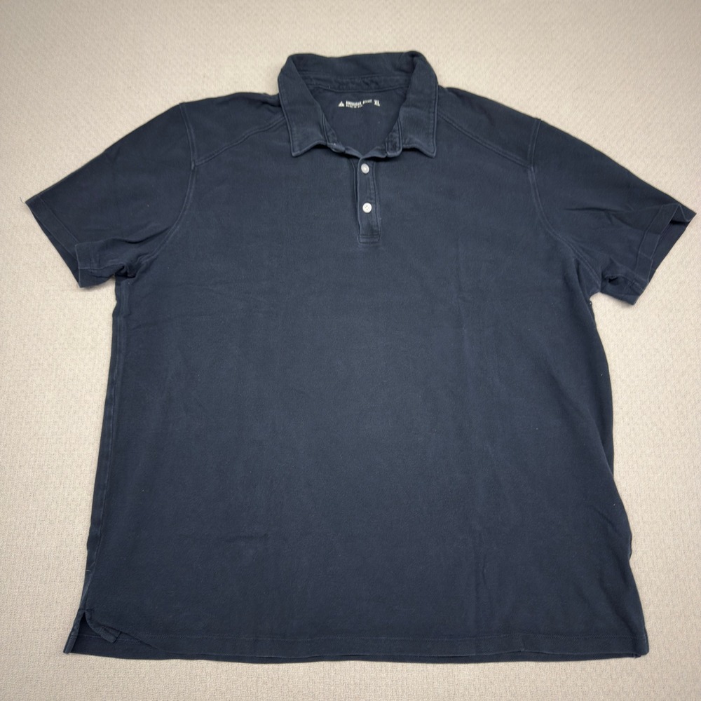 American Giant Polo Shirt Mens XL Navy Blue Cotton Knit Pique Made USA Casual